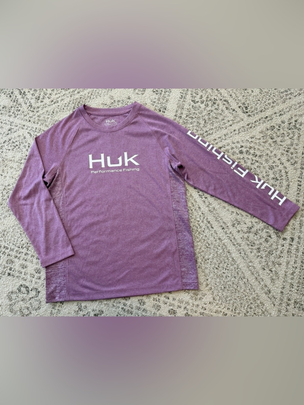 Huk Performance Fishing Girls Shirt Purple Sz YS